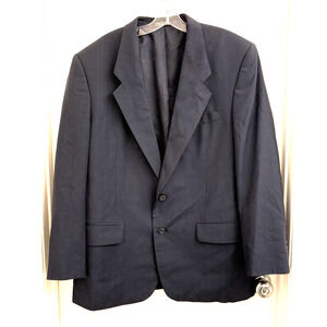 Andre Vachon Suit Jacket Men's 44R 100% Wool Pinstripe Blazer Sports Coat Navy